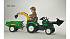 Трактор-экскаватор педальный с прицепом, зеленый 219 см  - миниатюра №2